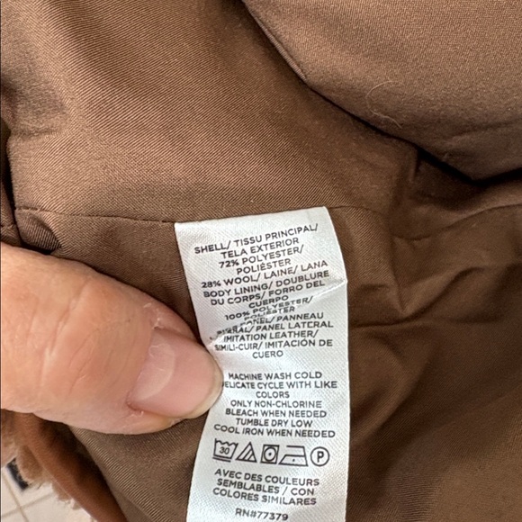 Ann Taylor Fun Faux Sherpa with Faux Leather Wool Blend Double-Breasted Coat - Picture 9 of 9